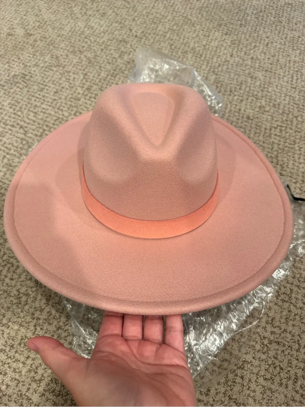 Treasure & Bond Women's Wide-Brim Pink Felt Rancher Hat Adjustable Fit